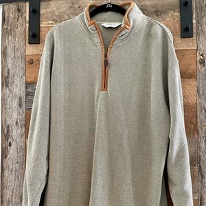 Orvis Mens pullover - Leather Trimming with Leather pads Elbow pads. Handsome!
